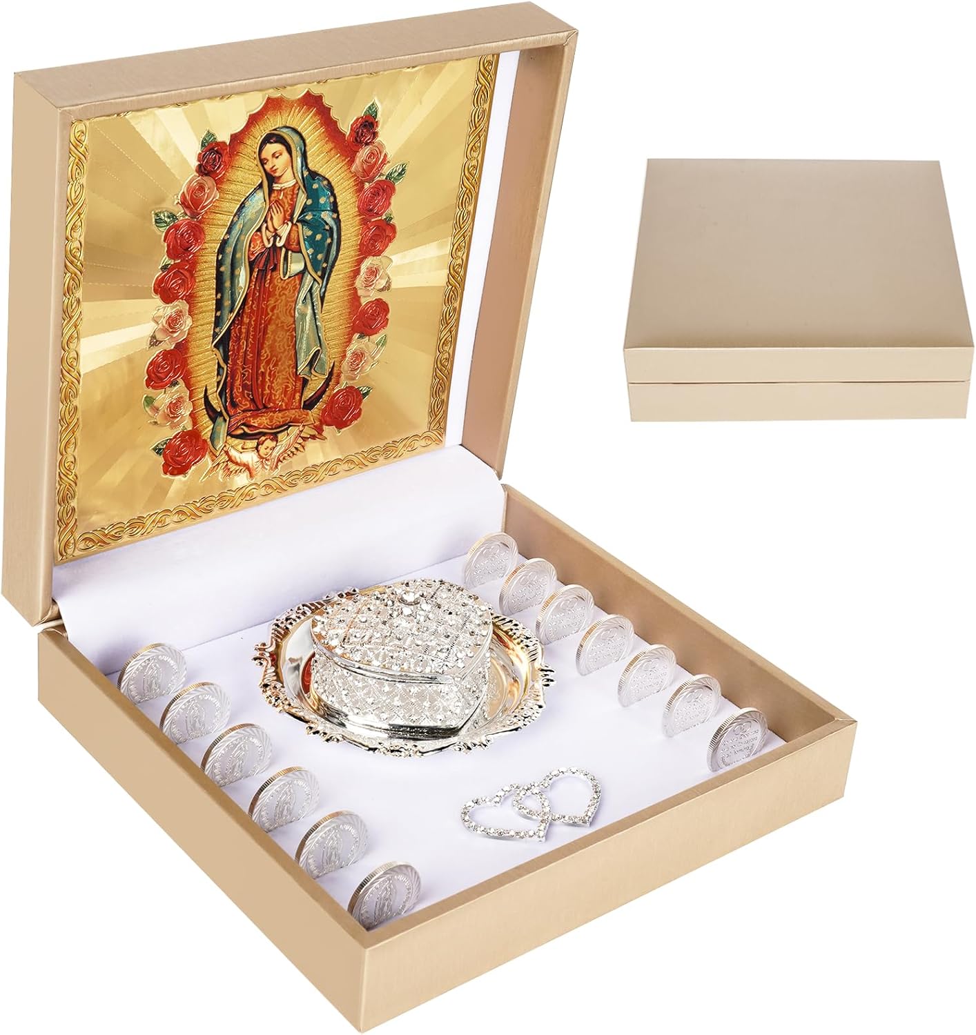 FUNPAR Catholic Wedding Arras Set with Virgen De Guadalupe Gift Box