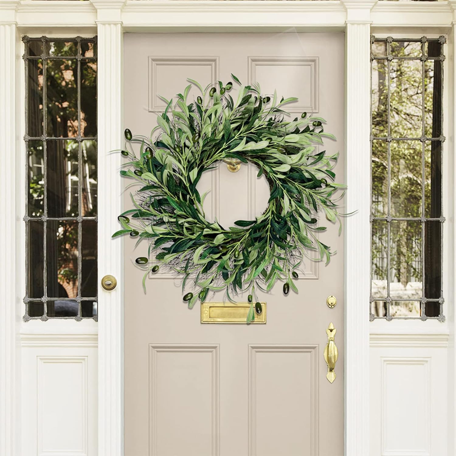 20 Inch Artificial Olive Wreath with Fruits