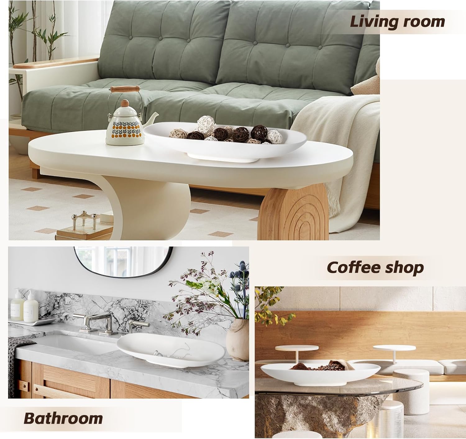 Large Decorative Long Bowl for Home Decor