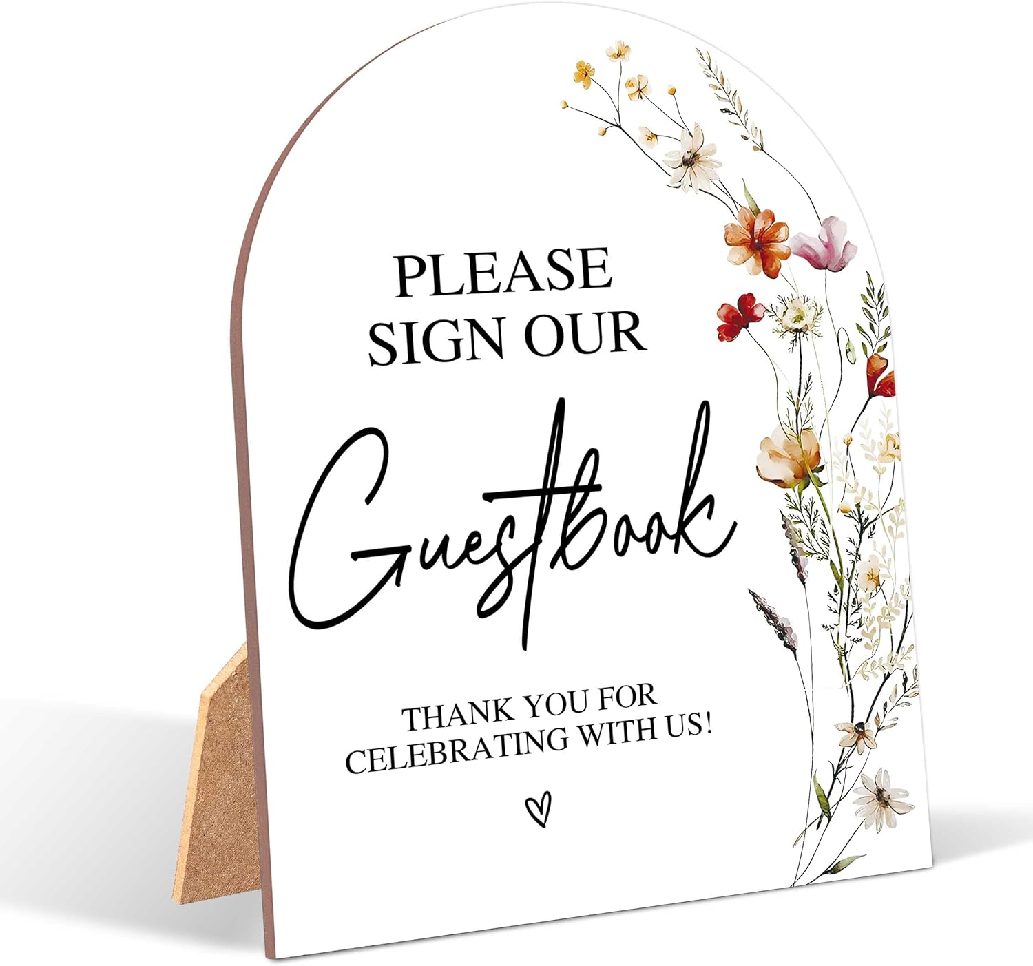 Wildflower Arch Wooden Wedding Sign With Stand
