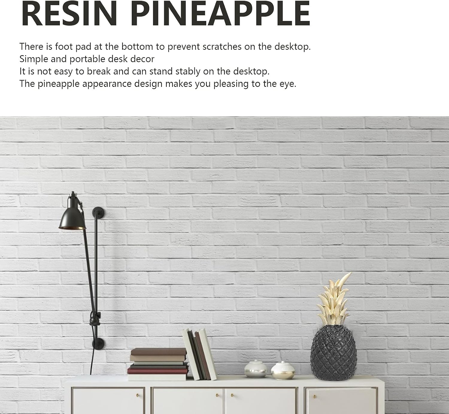 Resin Pineapple Sculpture Decor Black