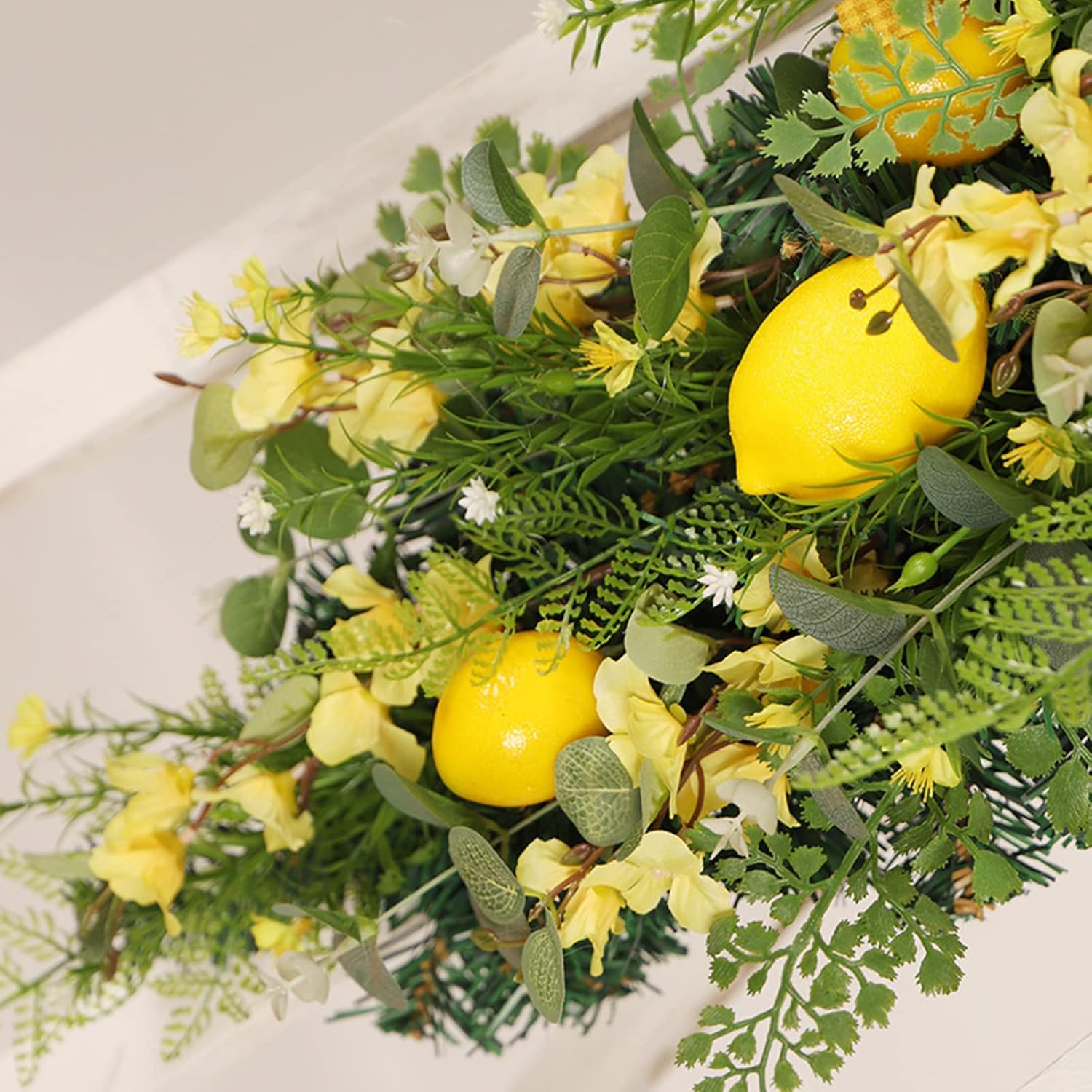 275 Inch Artificial Lemon Teardrop Wall Wreath