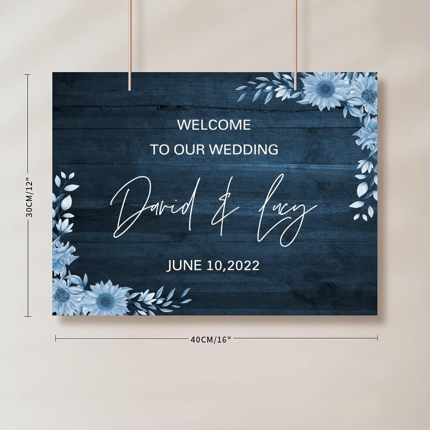 Personalized Wedding Welcome Sign with Floral Design