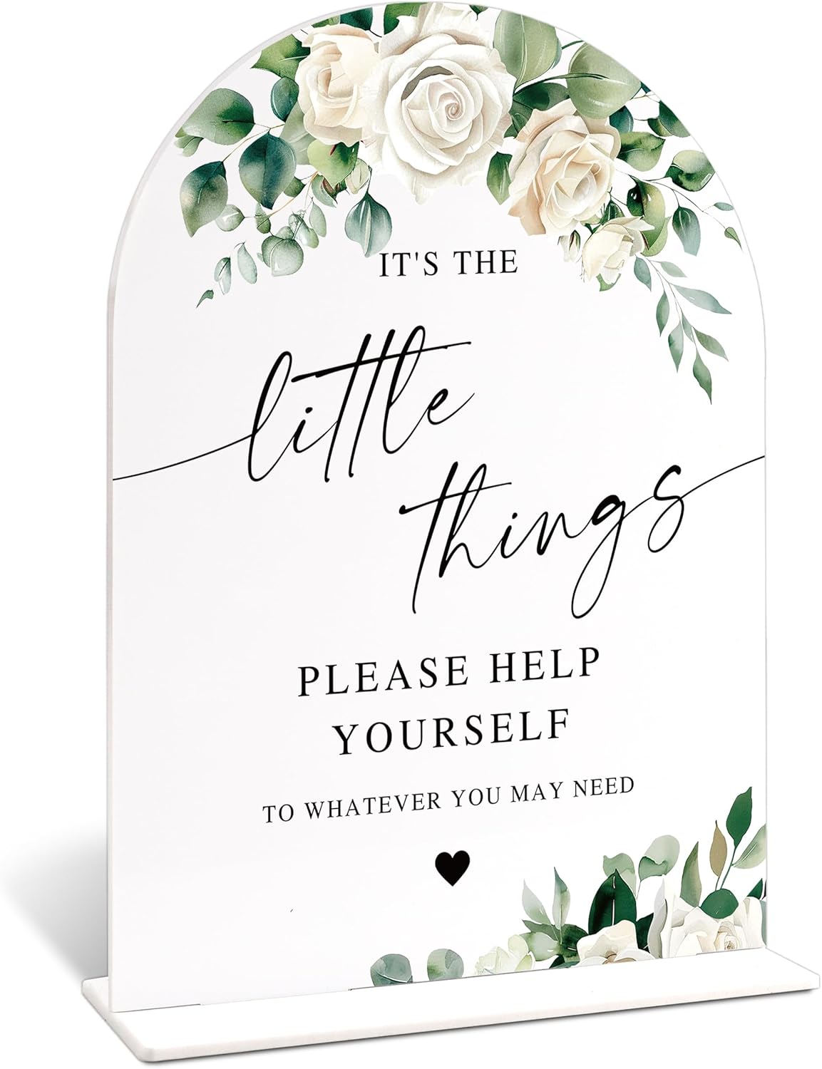 White Rose Its The Little Things Acrylic Wedding Sign