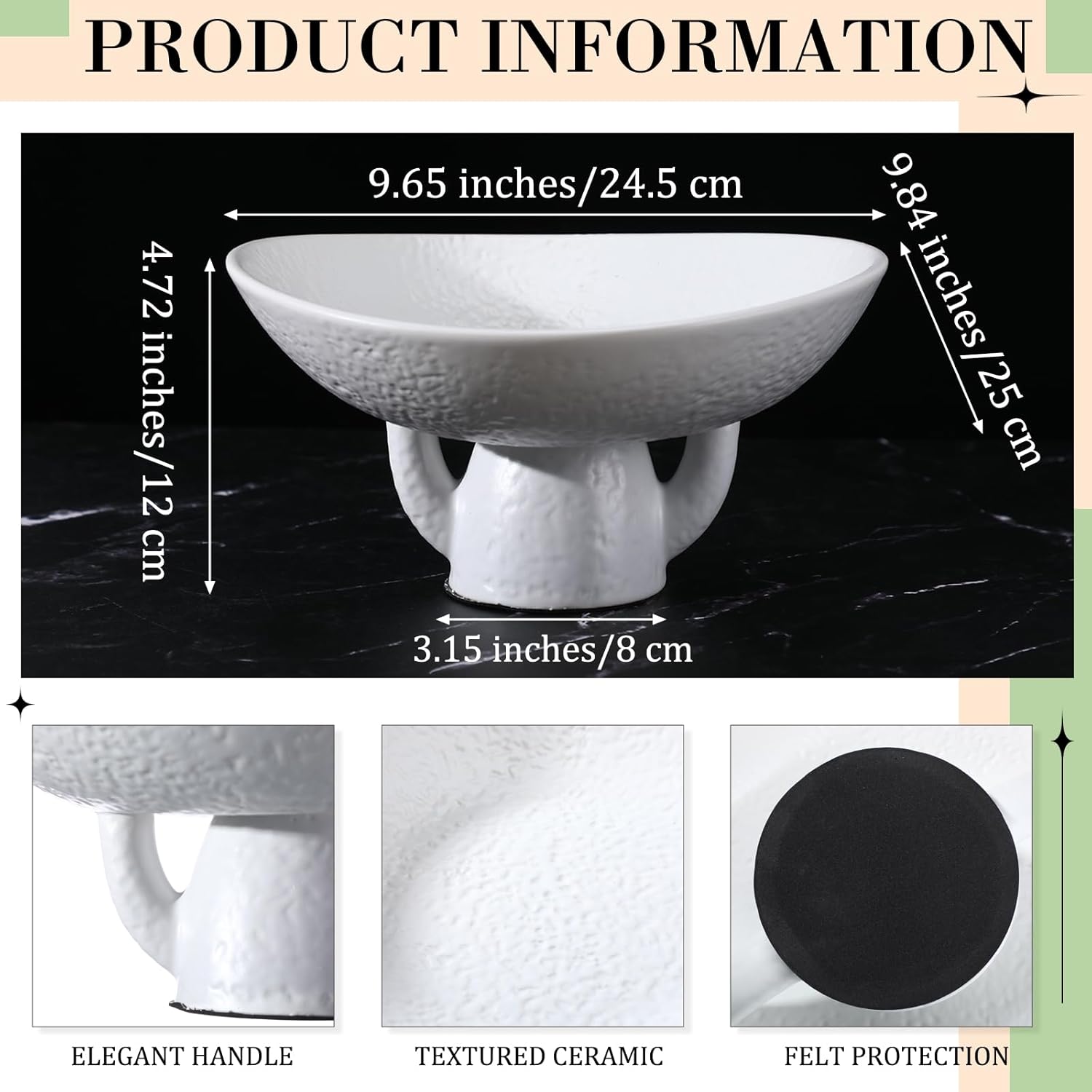 Kritkin White Ceramic Decorative Pedestal Bowl