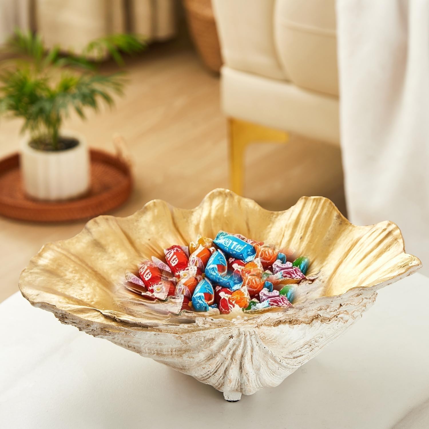 Artificial Resin Shell Decorative Bowl for Home Decor