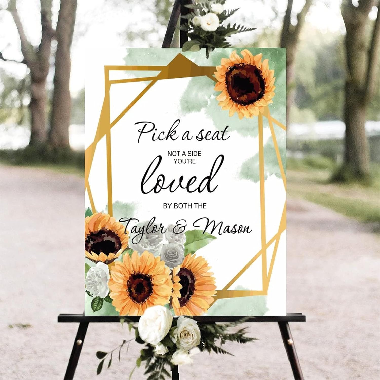 Custom Wedding Welcome Sign with Sunflower Design