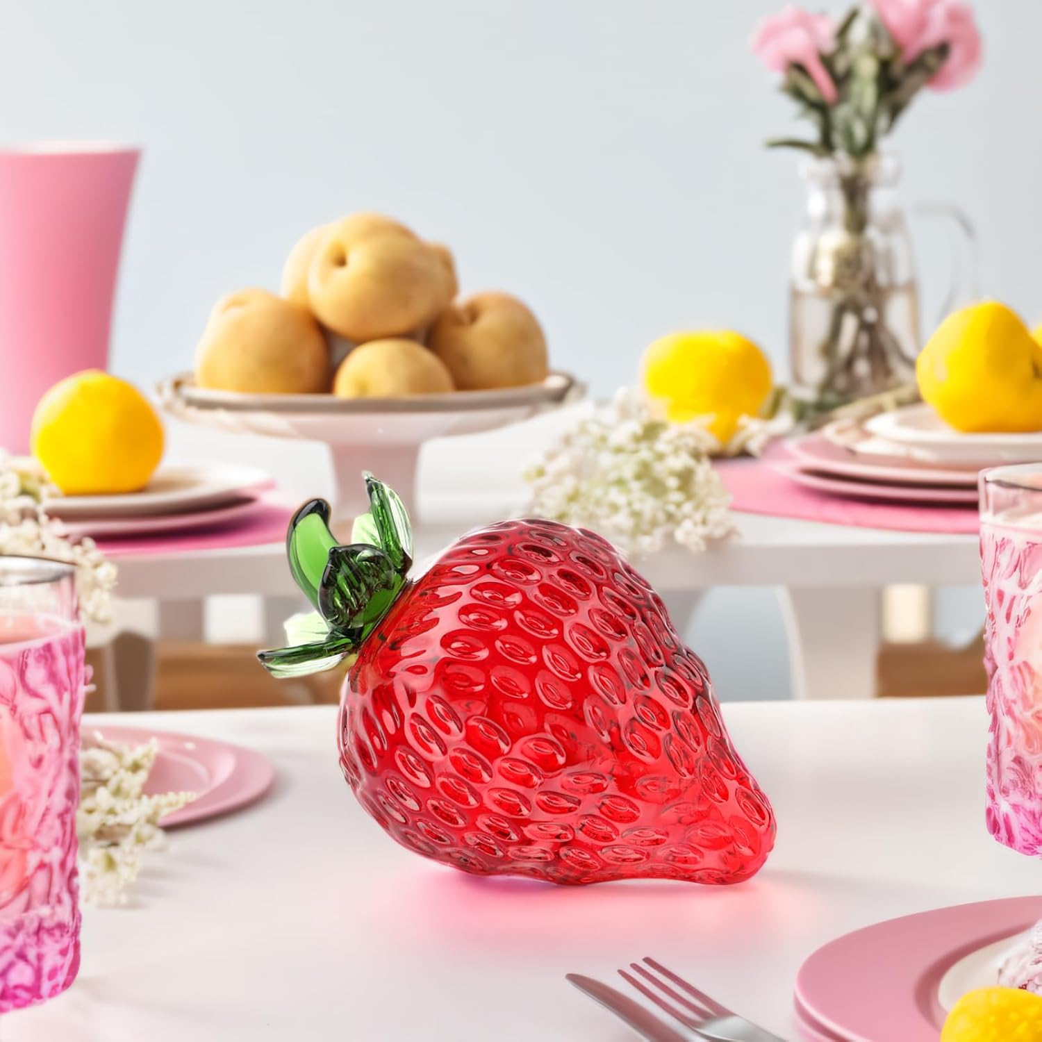 Cverny Hand Blown Glass Strawberry Ornament