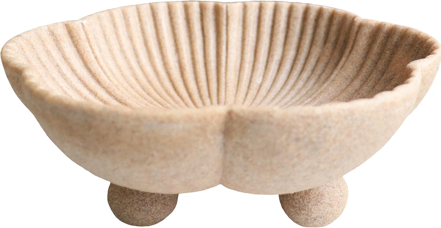 Large Decorative Bowl Set with Scalloped Pedestal Design