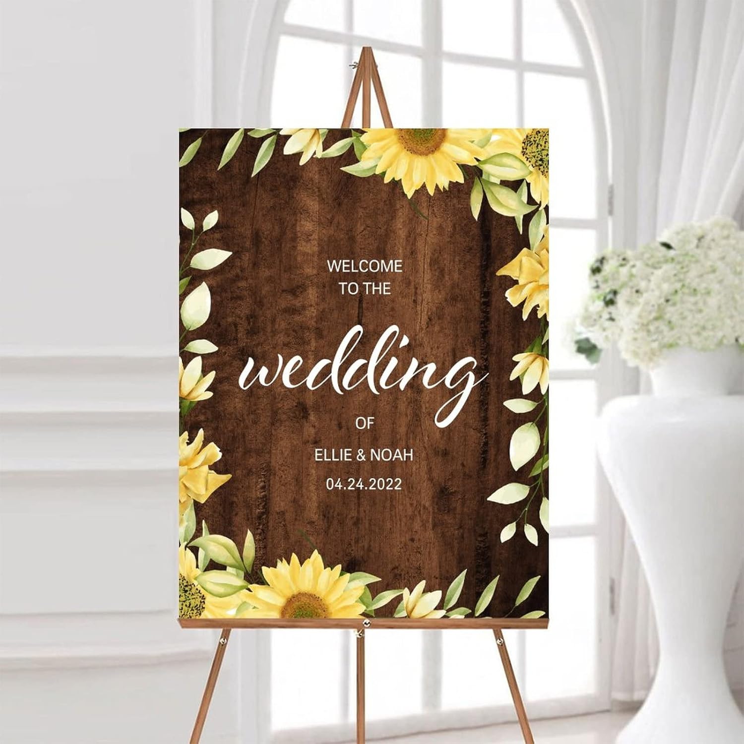 Alioyoit Rustic Wood Wedding Welcome Sign
