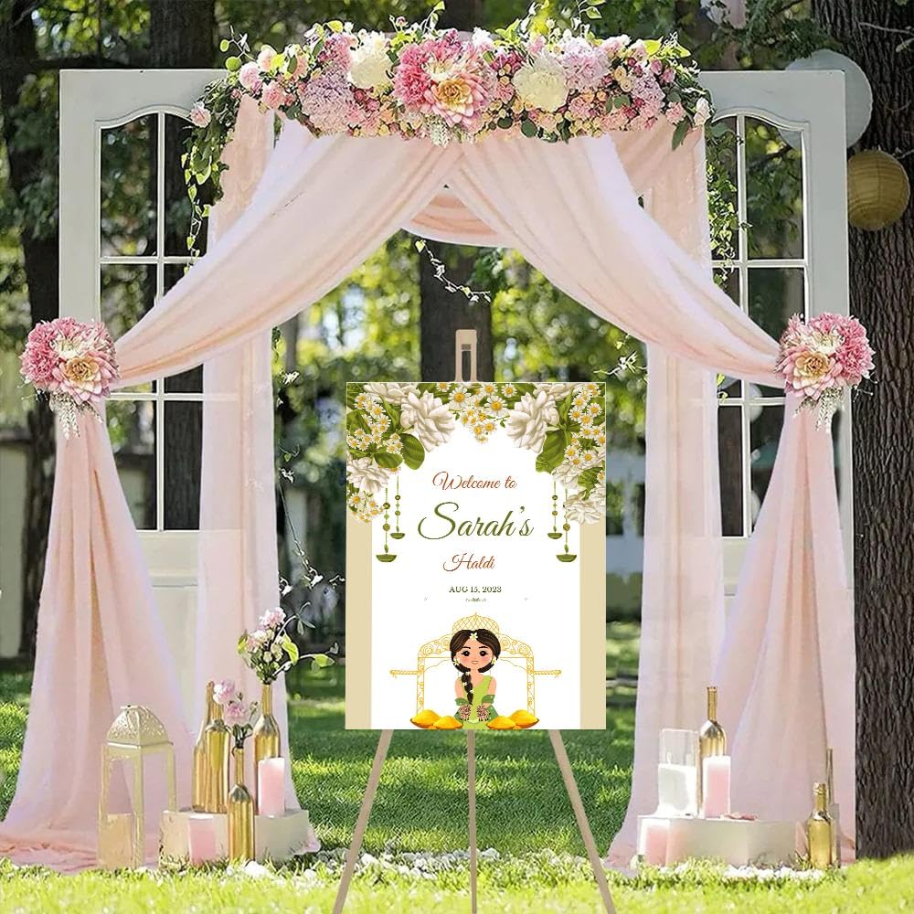 Indian Mehndi Ceremony Welcome Sign Board Personalized 36x45 Plastic