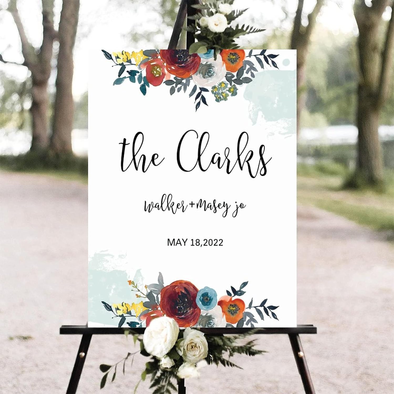 Personalized Wedding Welcome Sign Elegant Wood 12x16 Inch