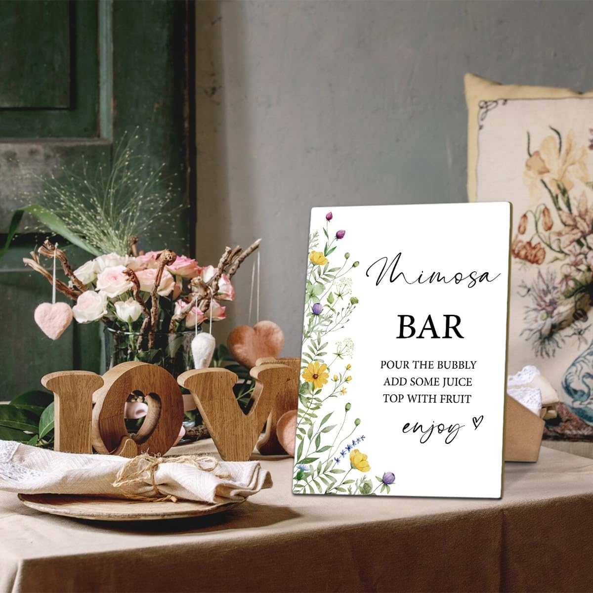 Mimosa Bar Bridal Shower Sign 8x11 with Stand