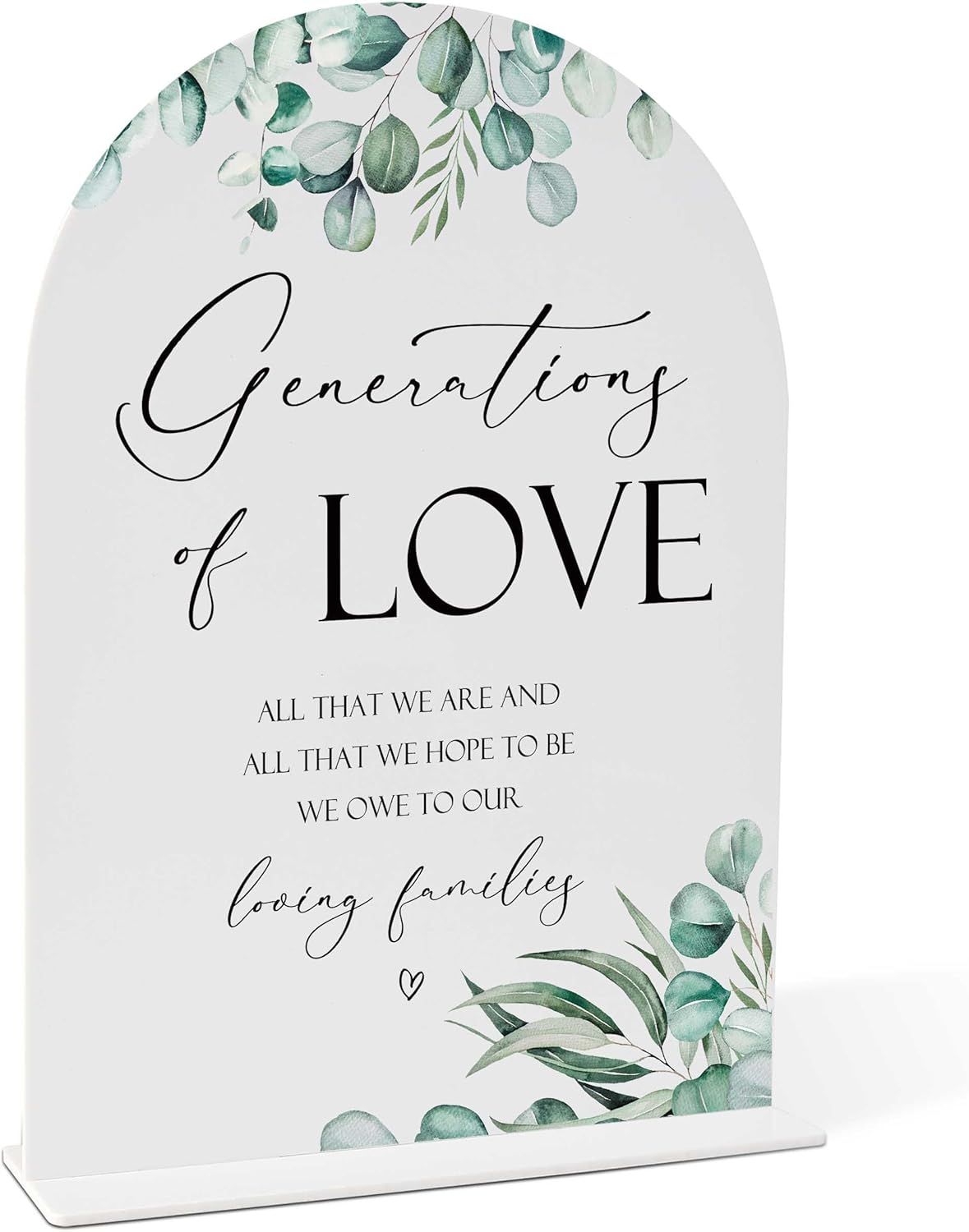 Greenery Generations Of Love Wedding Sign 8x11 Inch White Arch Acrylic