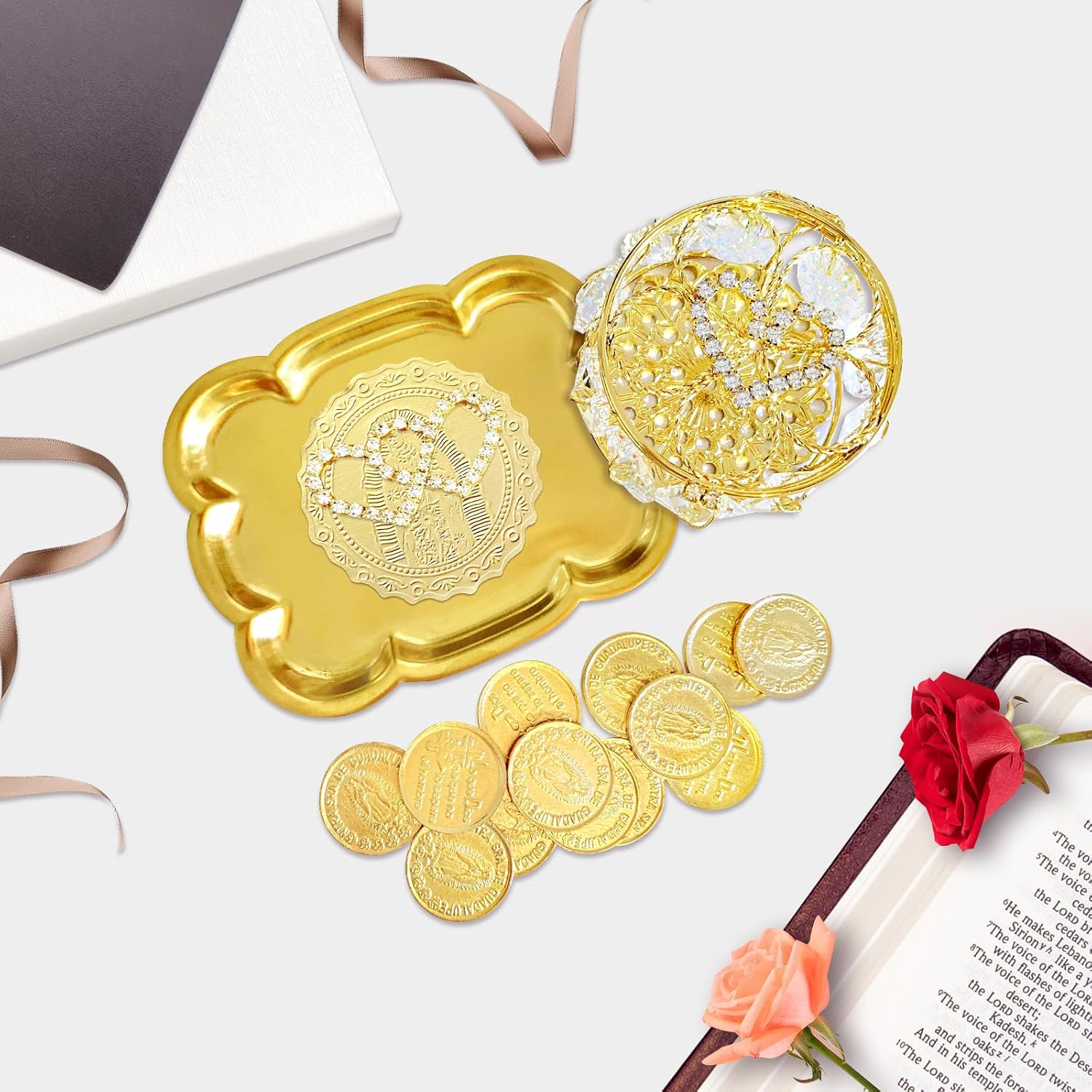 ESNOY Catholic Wedding Arras Set with 13 Unity Coins