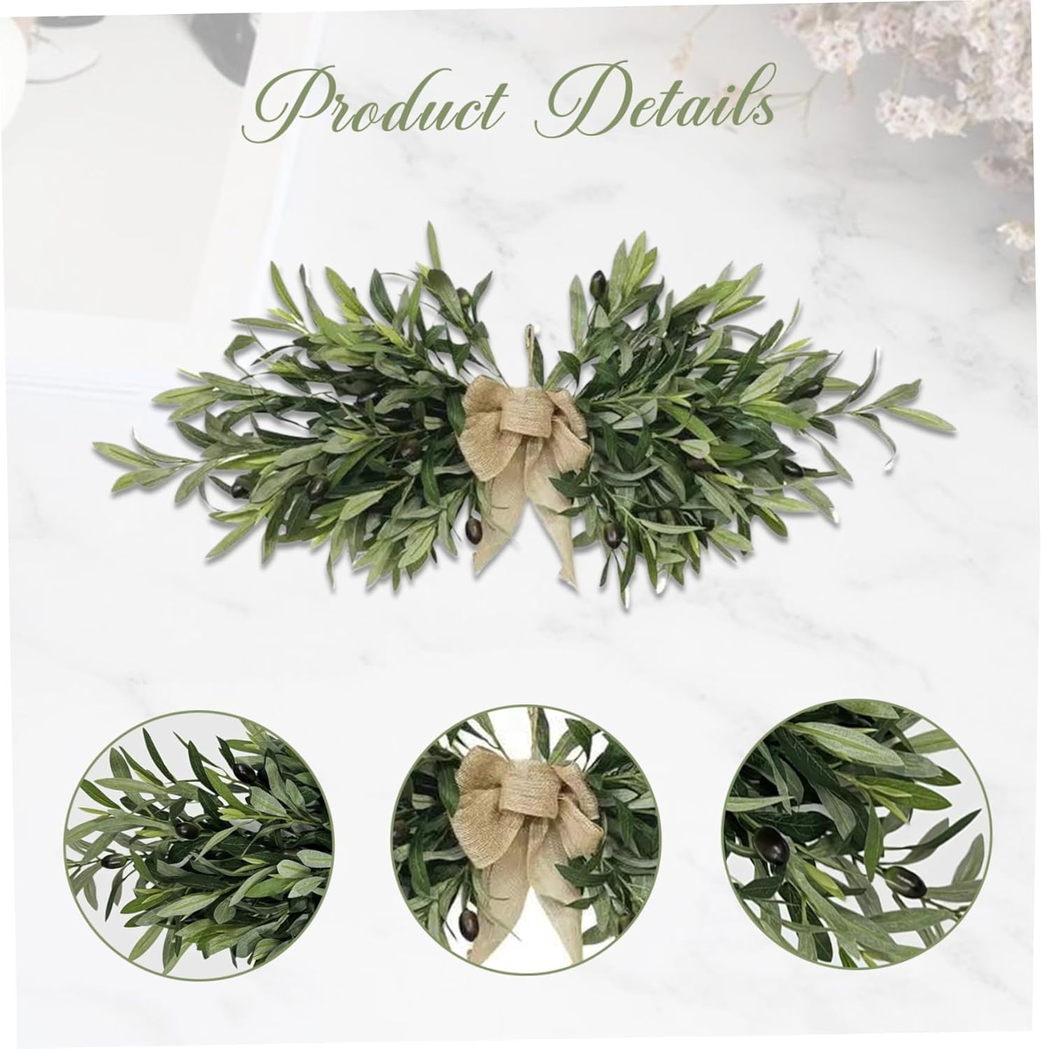 24 inch Artificial Olive Wreath with Green Leaves and Fruit