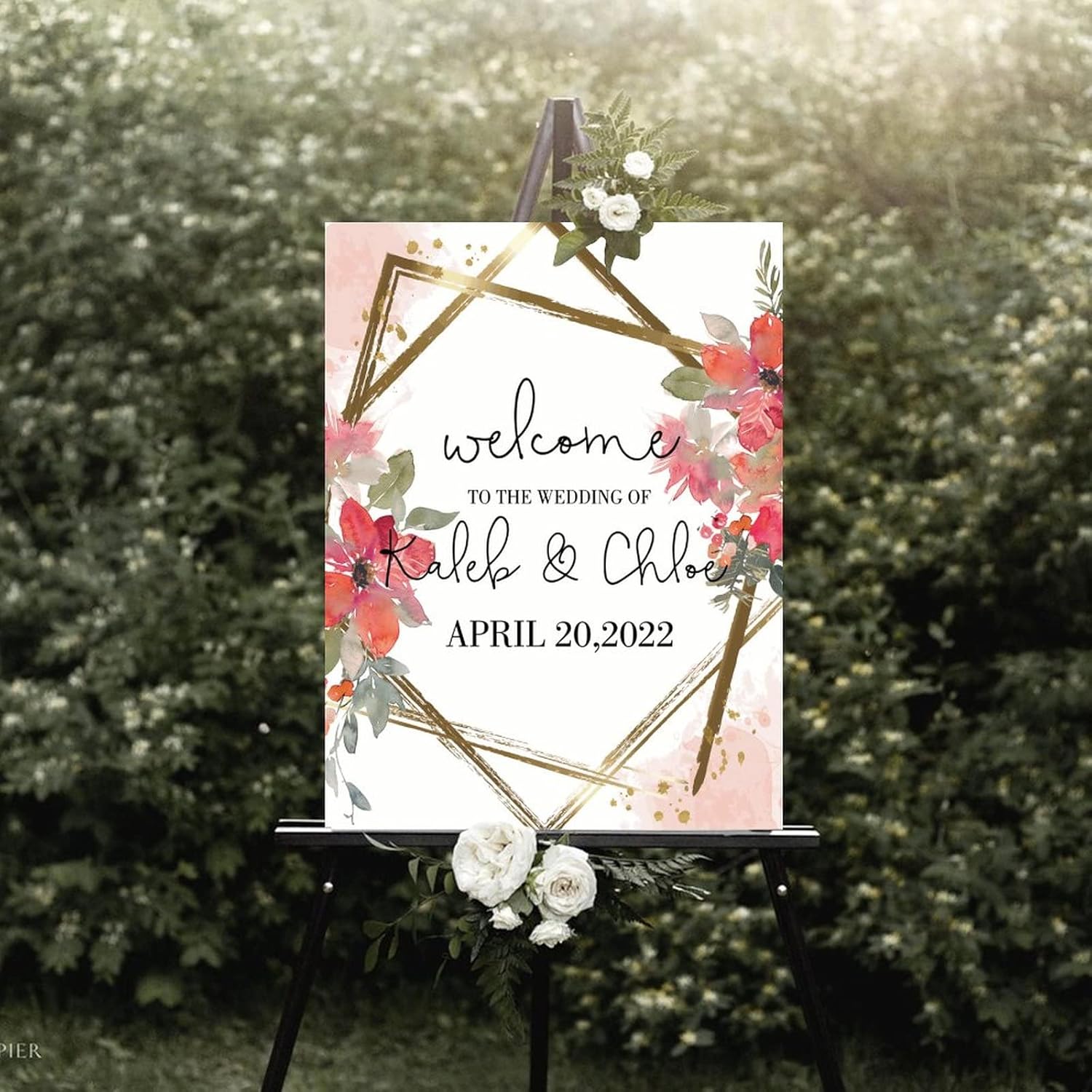 Alioyoit Personalized Wood Wedding Welcome Sign 12x16 Inch