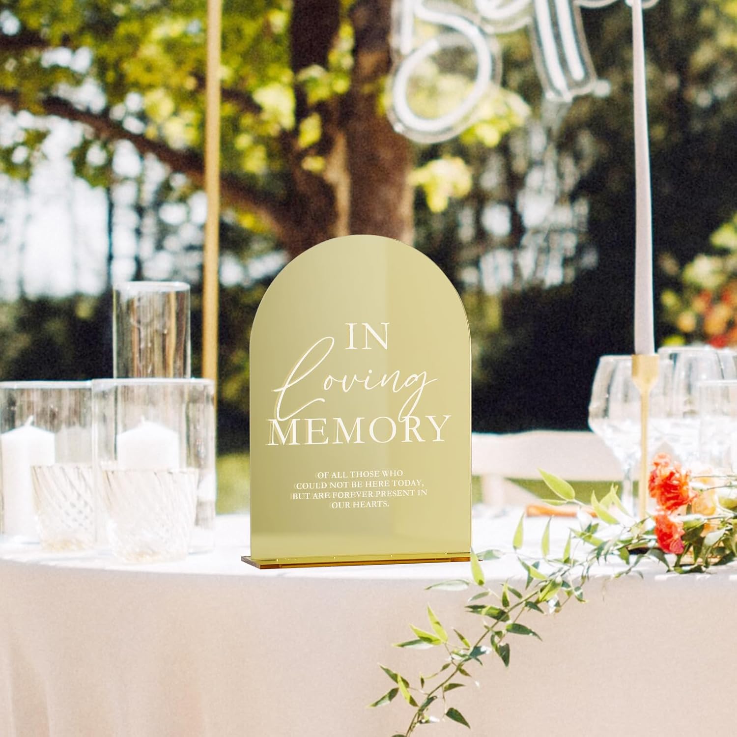 JINMURY Gold Mirror Wedding Memory Sign with Stand