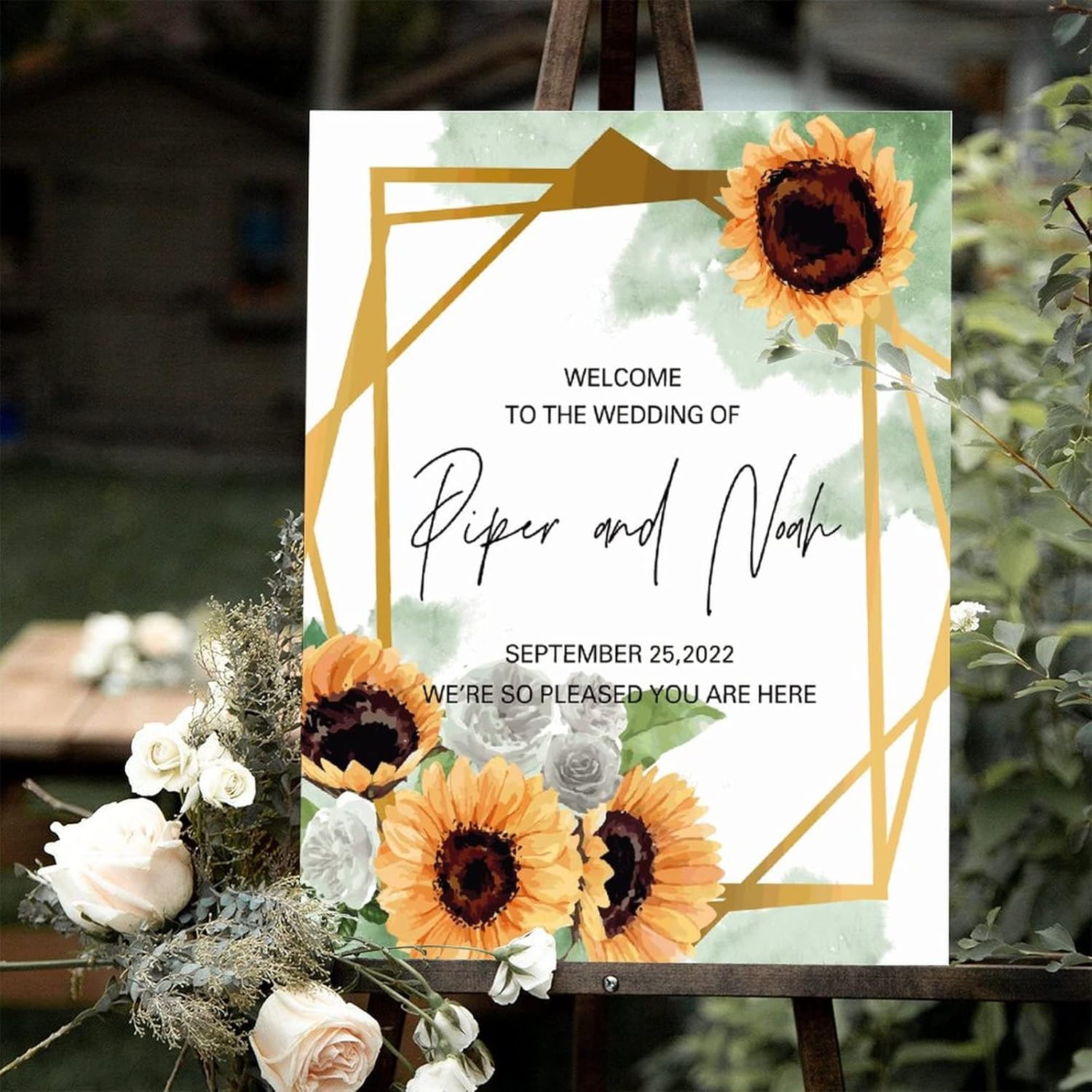 Alioyoit Wedding Welcome Sign with Sunflower Design
