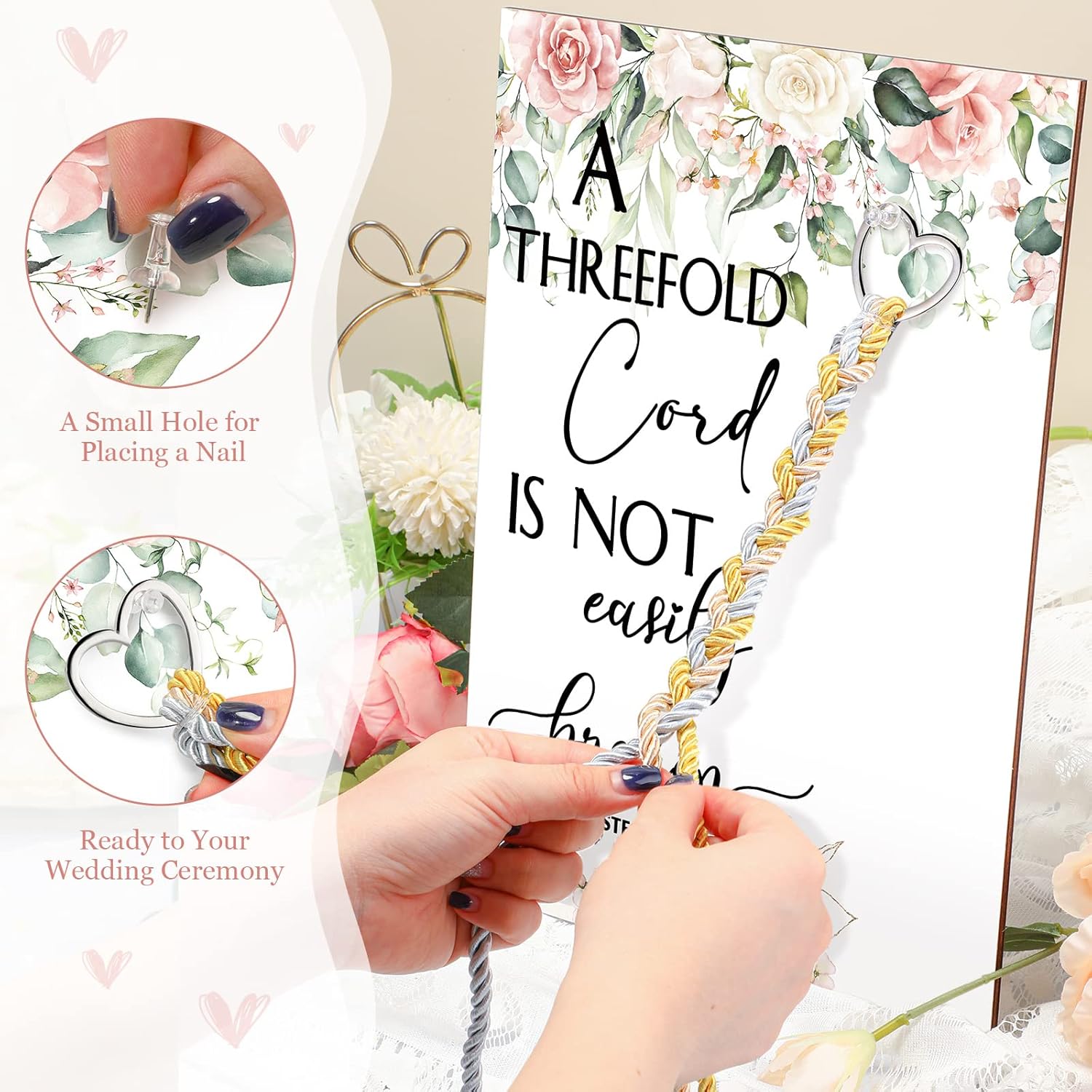Yookeer 3 Strand Wedding Unity Sign with Frame