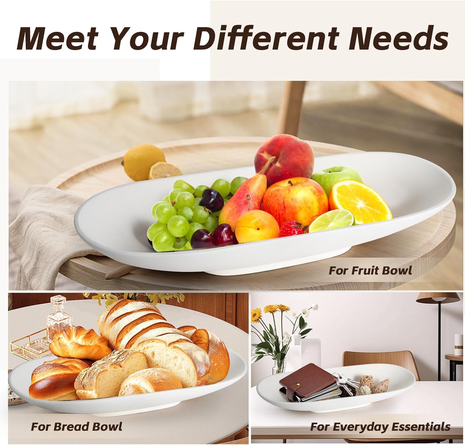 Large Decorative Long Bowl for Home Decor