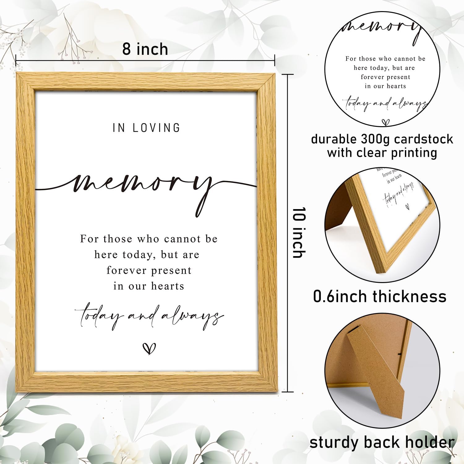 Wedding Memorial Sign with Wood Frame 8x10 Inch 1