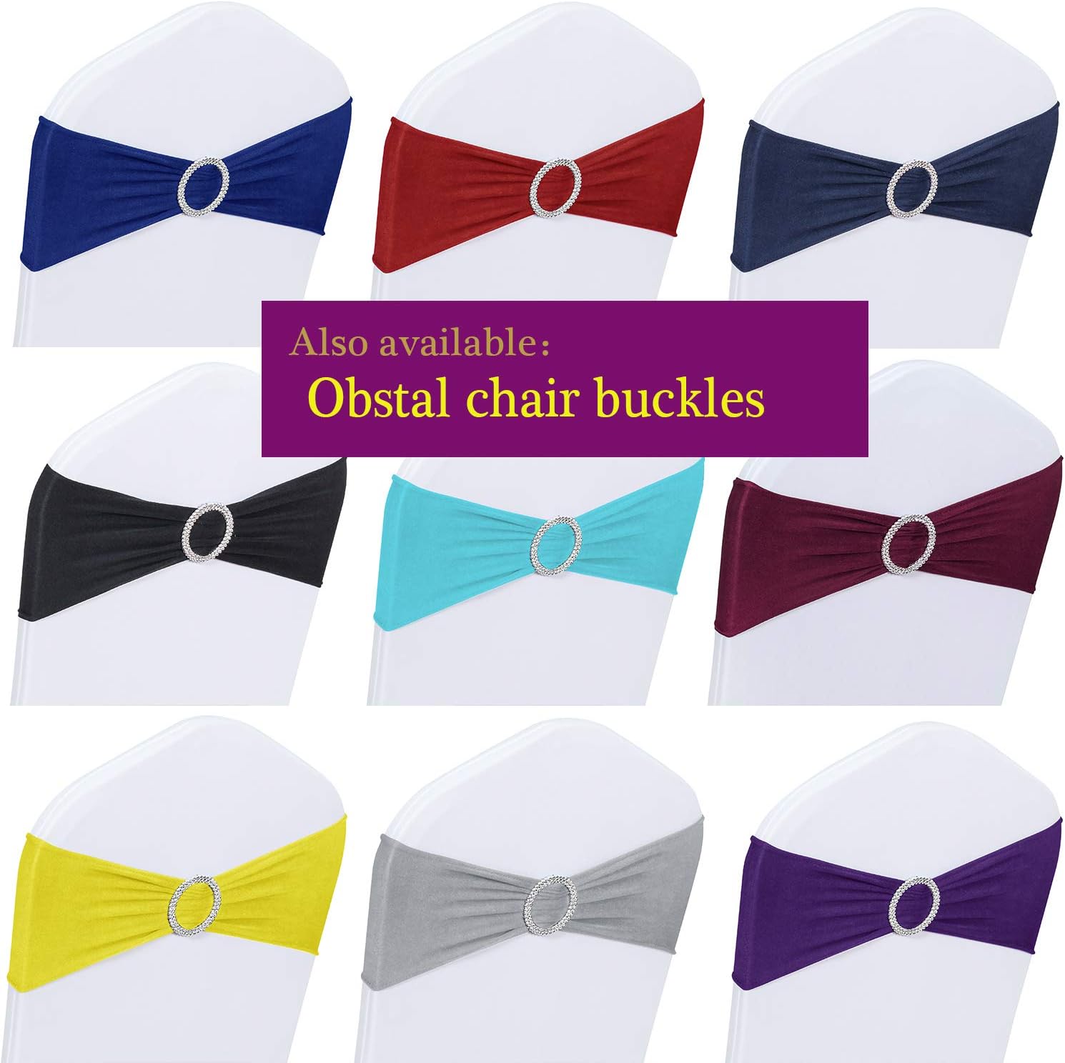 Obstal 10 pcs Satin Chair Sashes Bows for Wedding Reception