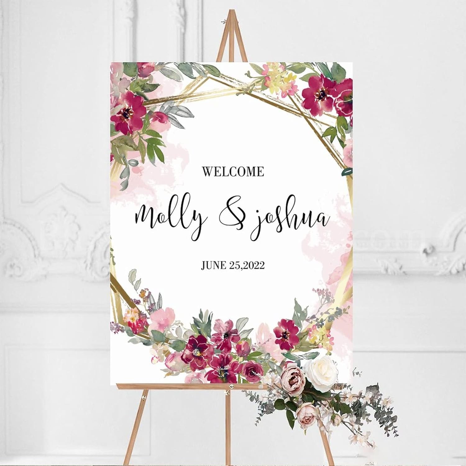 Alioyoit Wooden Wedding Welcome Sign 12x16 Inch