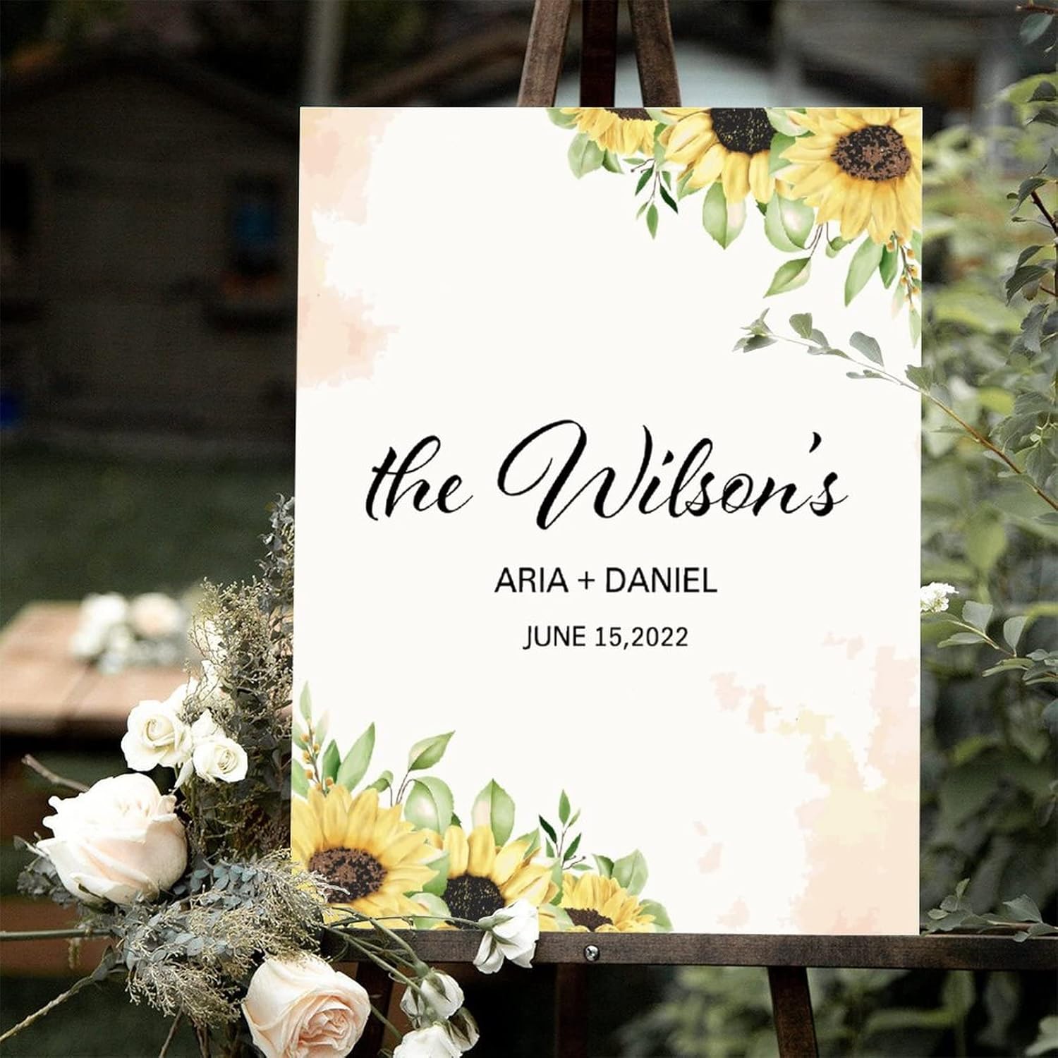 Alioyoit Watercolor Floral Wedding Welcome Sign