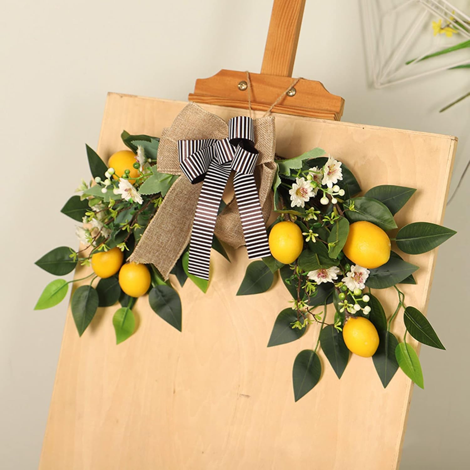 MANMAOHE Artificial Lemon Flower Swag 22In Wreath