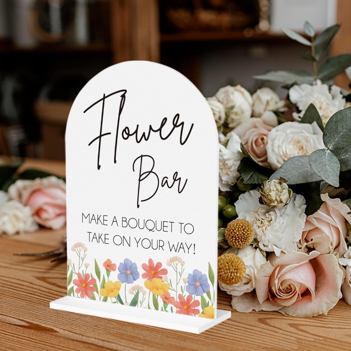 Flower Bar Sign Wedding Acrylic Decor for Desk Table
