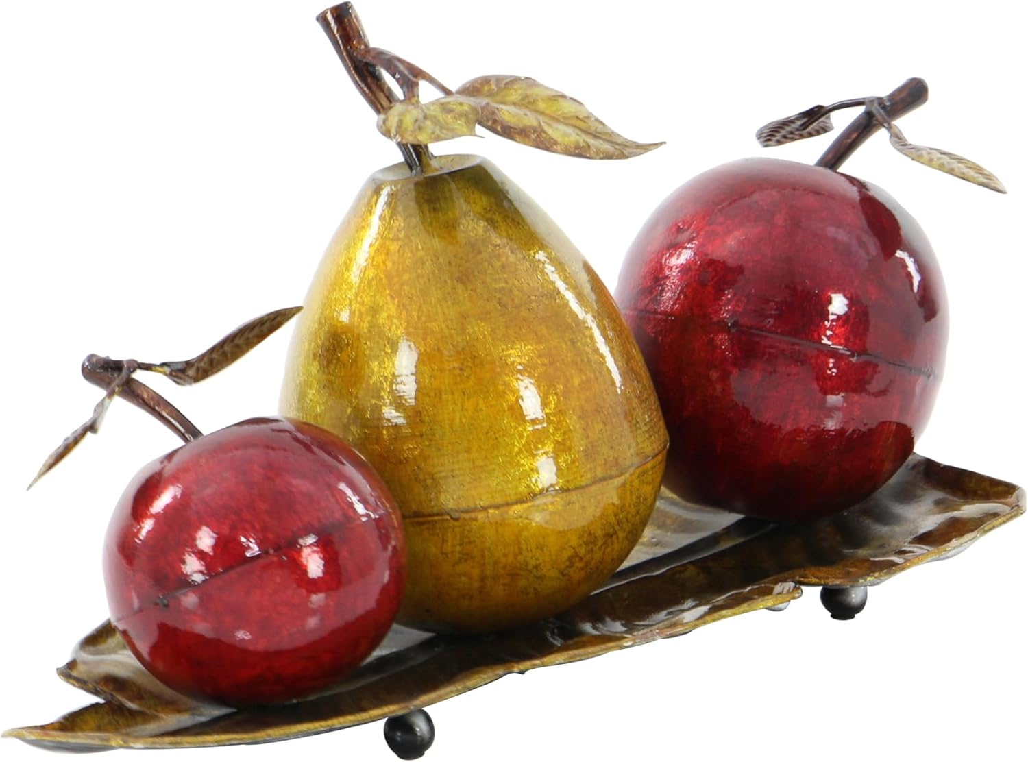 Deco 79 Red Iron Metal Fruit Statue with Platter