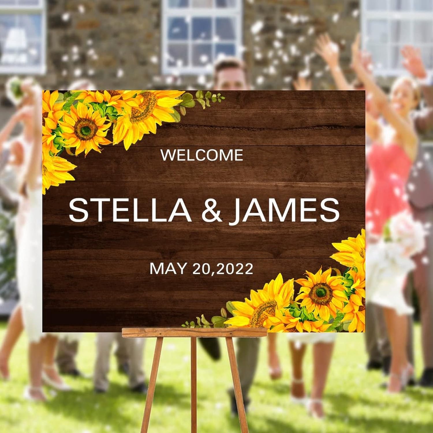 Alioyoit Wedding Welcome Sign with Sunflowers 1