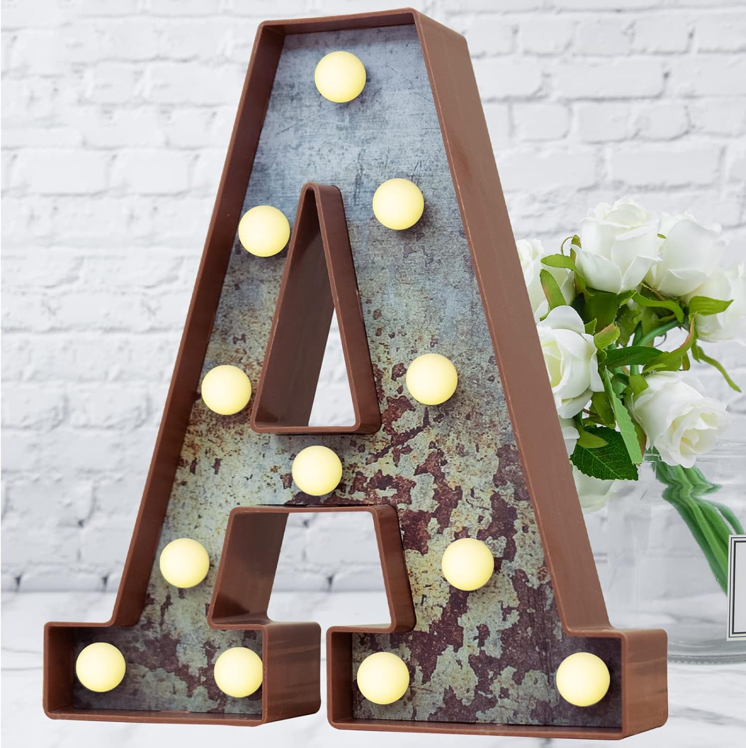 LED Marquee Letter with Rust Metal Effect