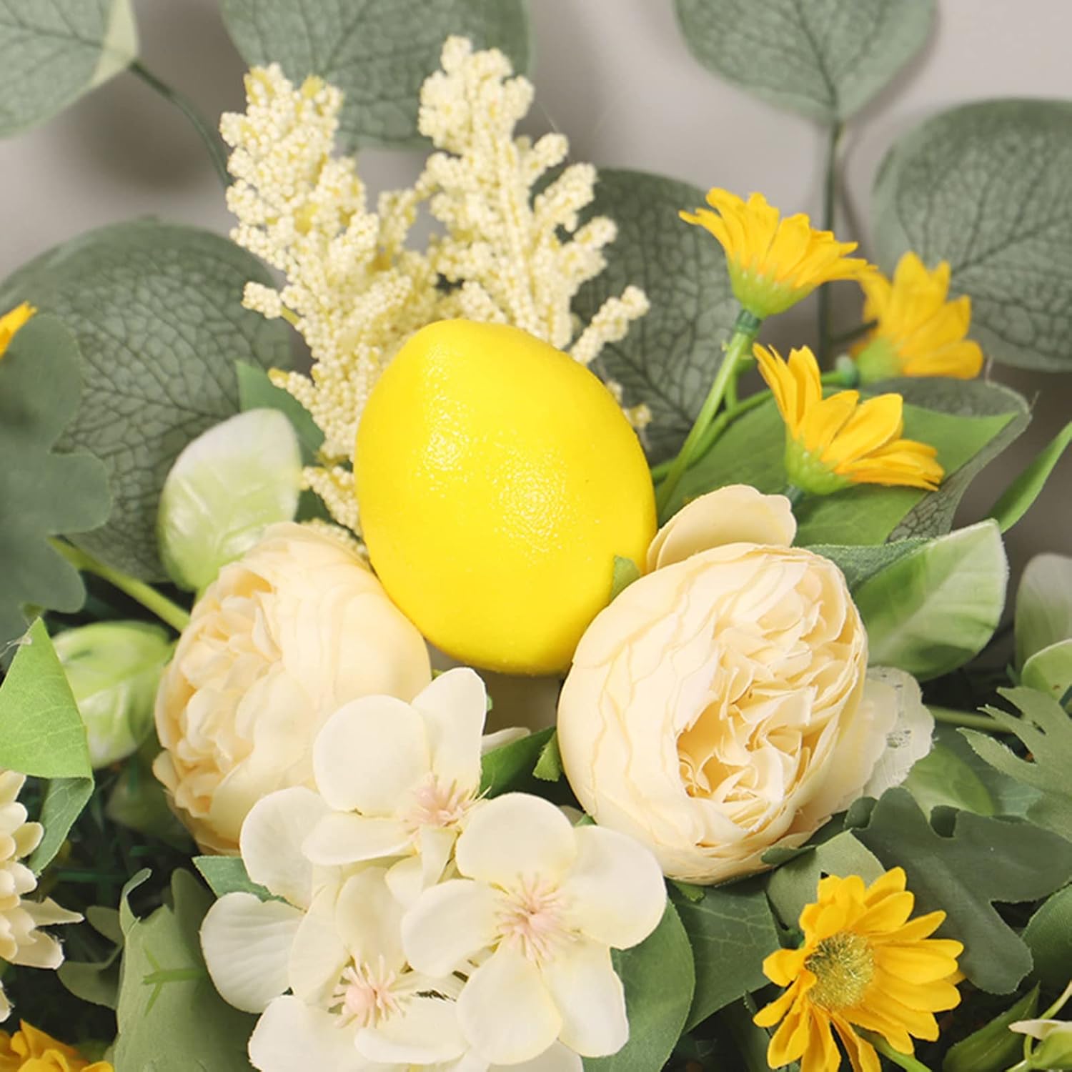 Artificial Lemon Flower Swag 275 Inch Decorative Wreath