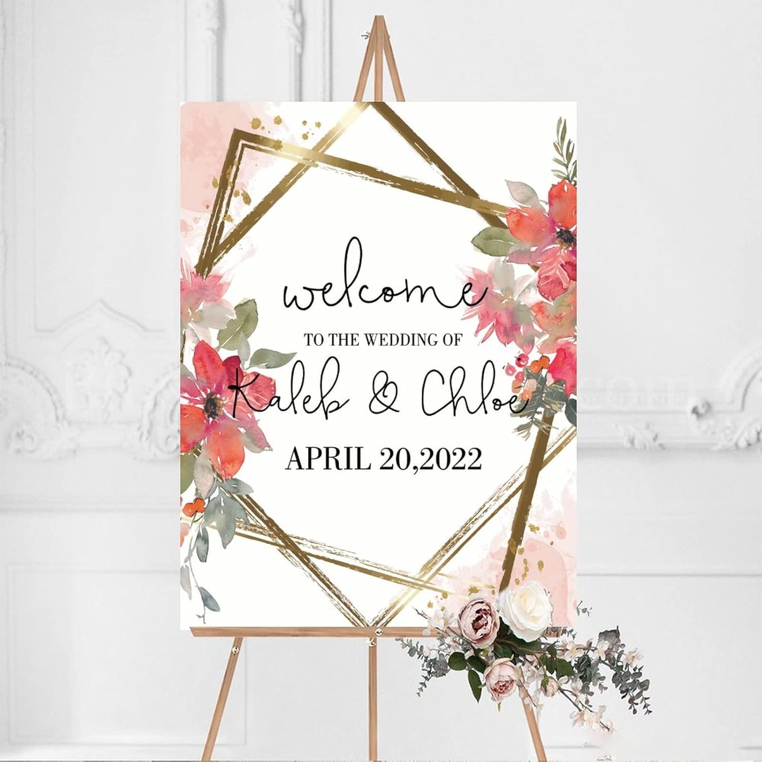 Alioyoit Personalized Wood Wedding Welcome Sign 12x16 Inch