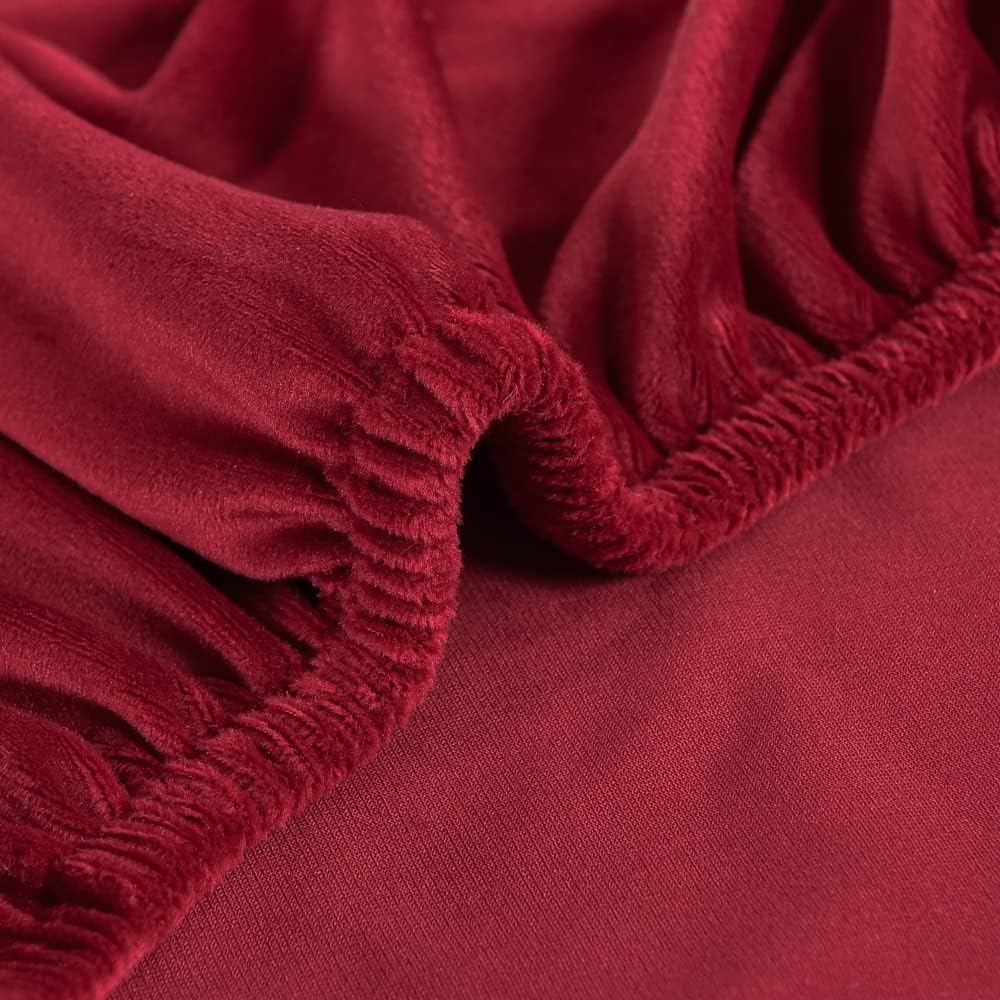 GULI Wingback Chair Cover 2-Piece Velvet Wine Red