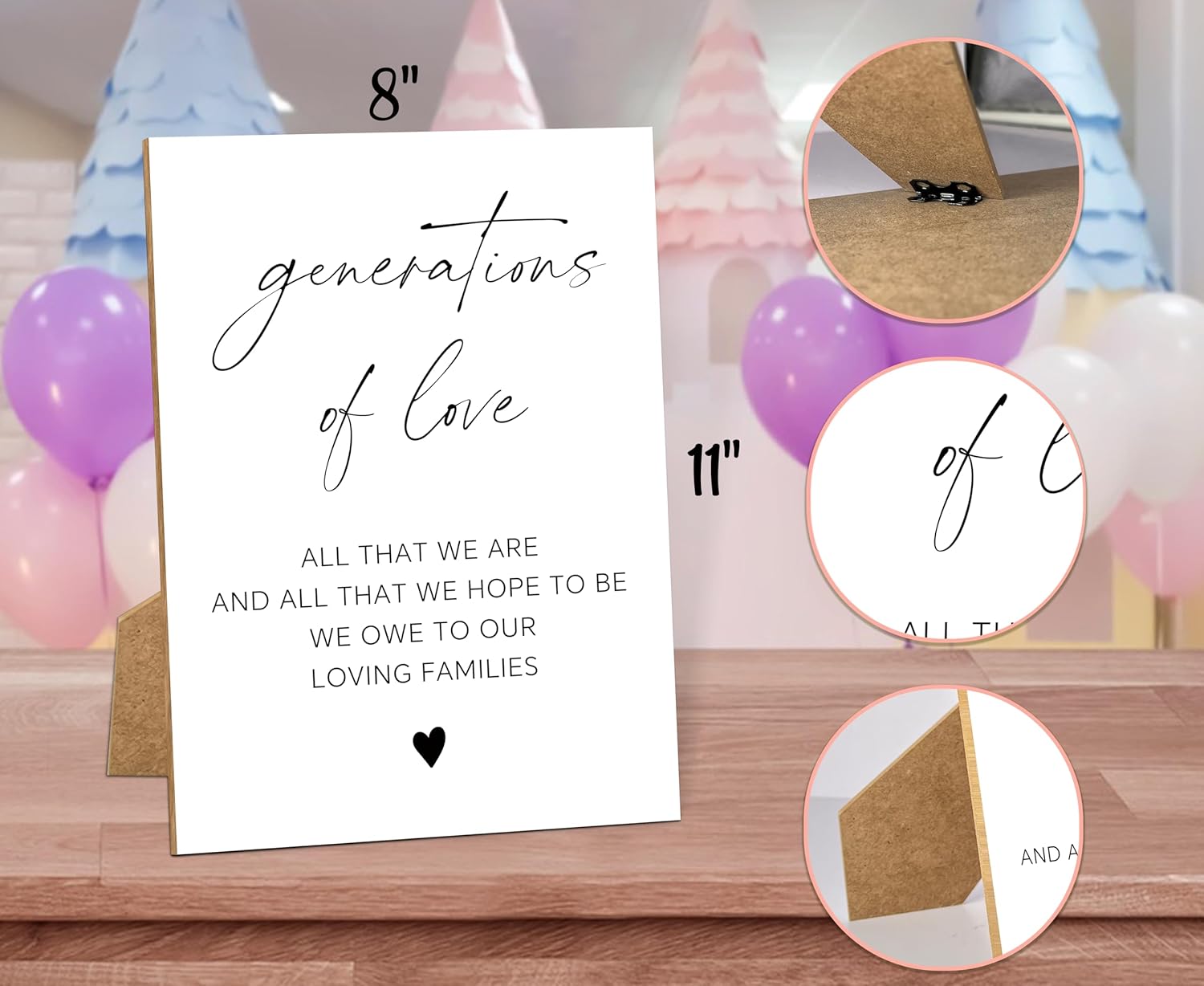 Wedding Memorial Wooden Sign with Stand 11x8