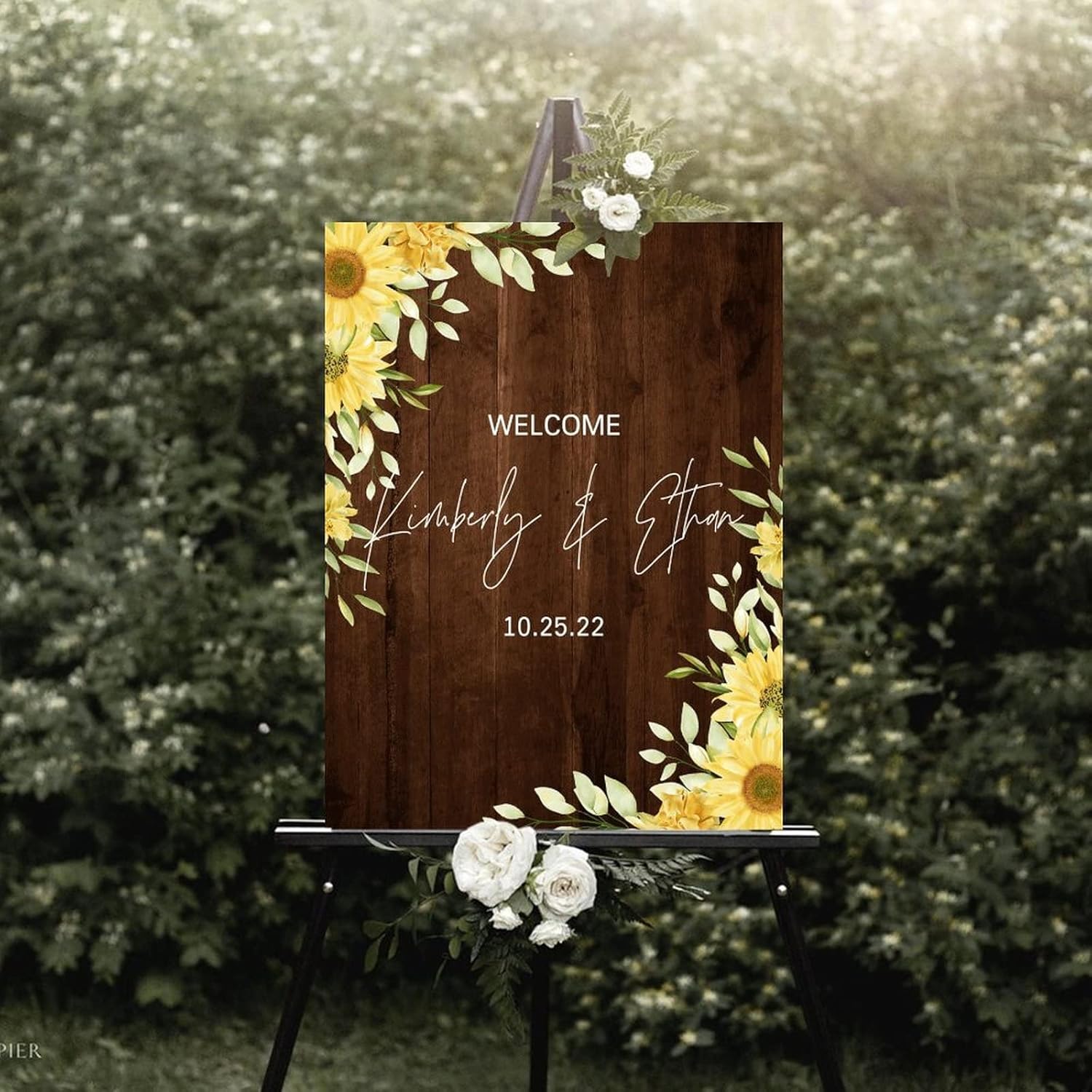 Alioyoit Personalized Wedding Welcome Sign Brown Wood 12x16 Inch