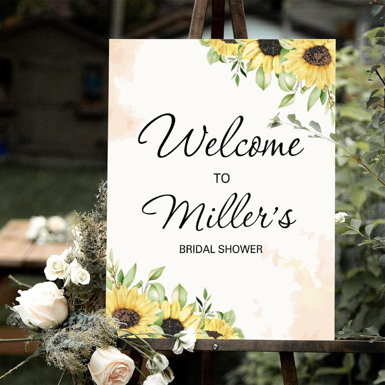 Alioyoit Personalized Watercolor Floral Wedding Welcome Sign