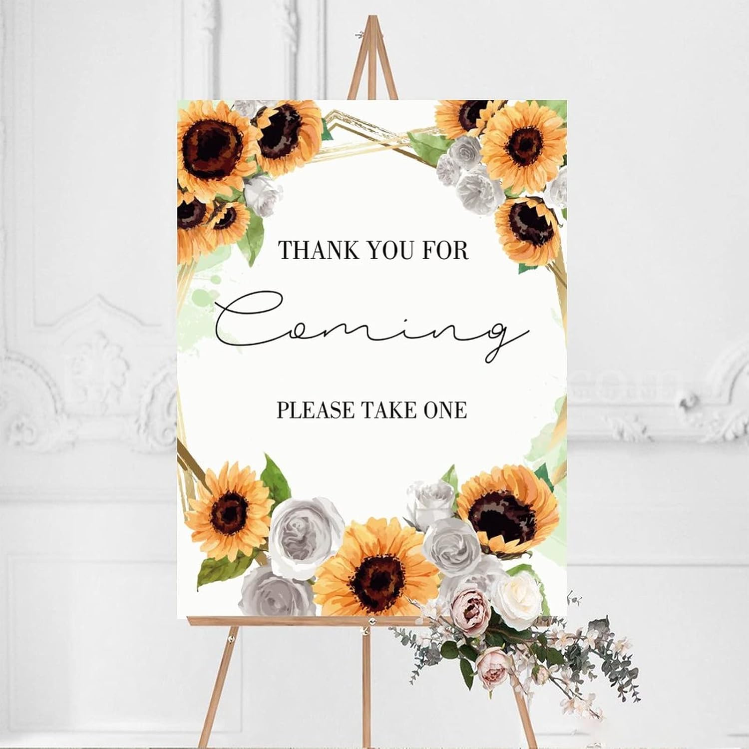Alioyoit 12x16 Inch Personalized Wood Wedding Sign with Sunflowers