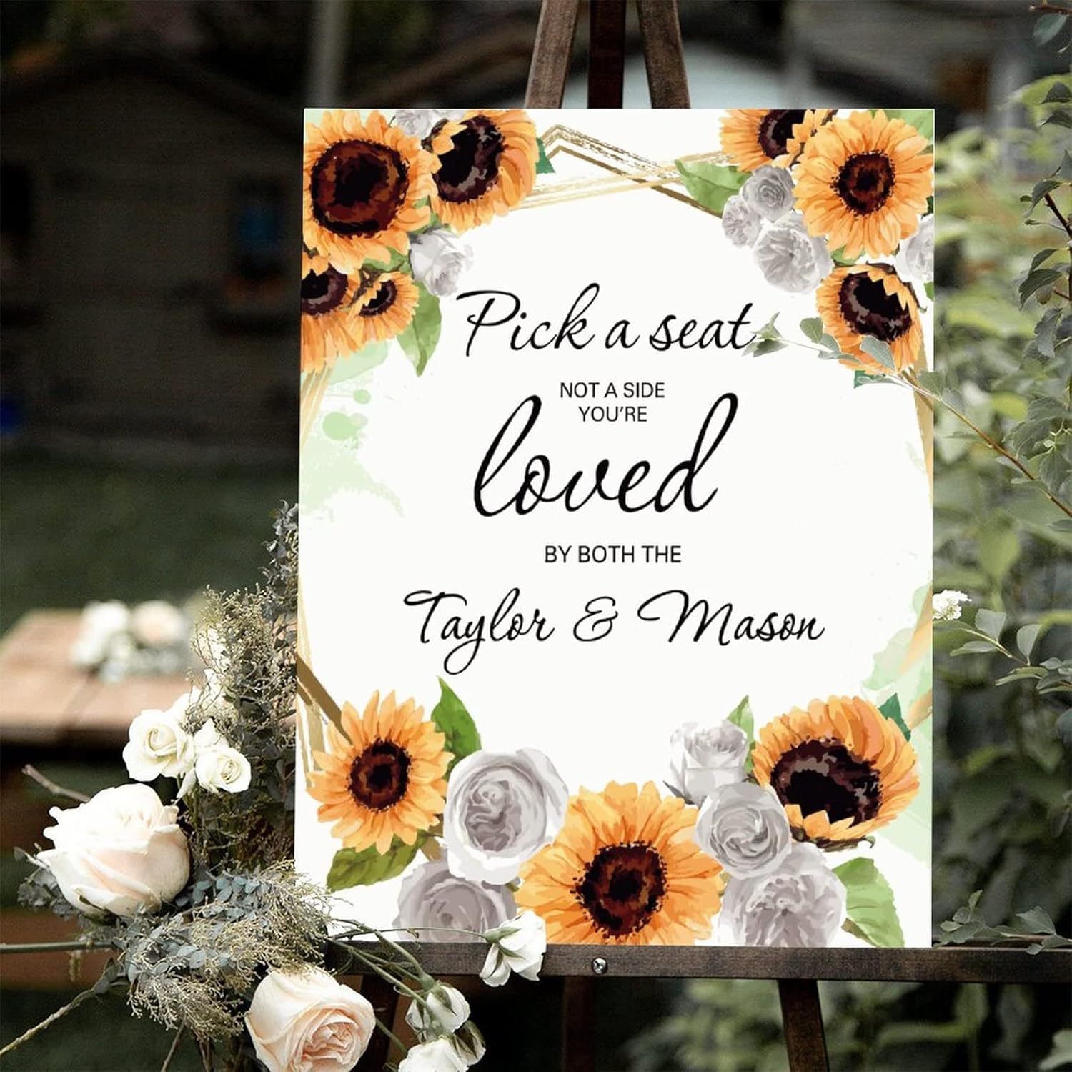 Alioyoit Wedding Welcome Sign with Sunflowers