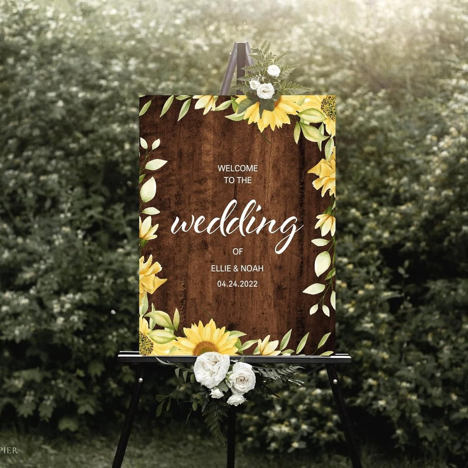 Alioyoit Rustic Wood Wedding Welcome Sign
