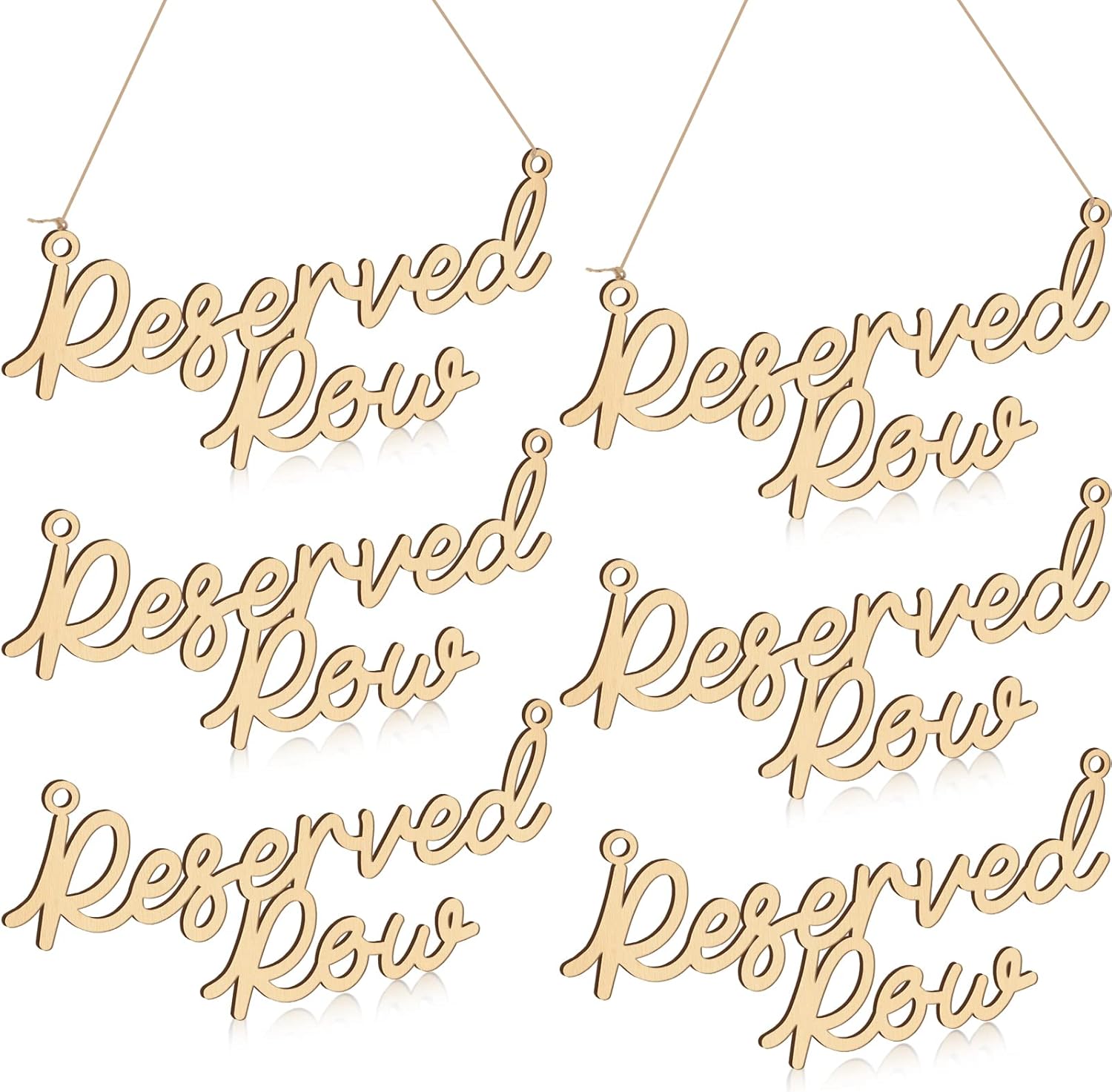 Yulejo 6 Piece Wooden Reserved Row Signs for Wedding Chairs