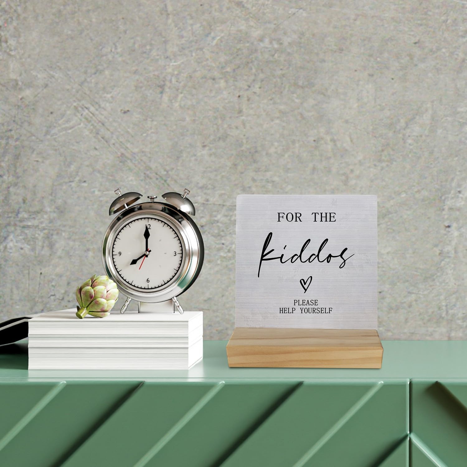 Kids Wedding Sign with Wood Base Decor