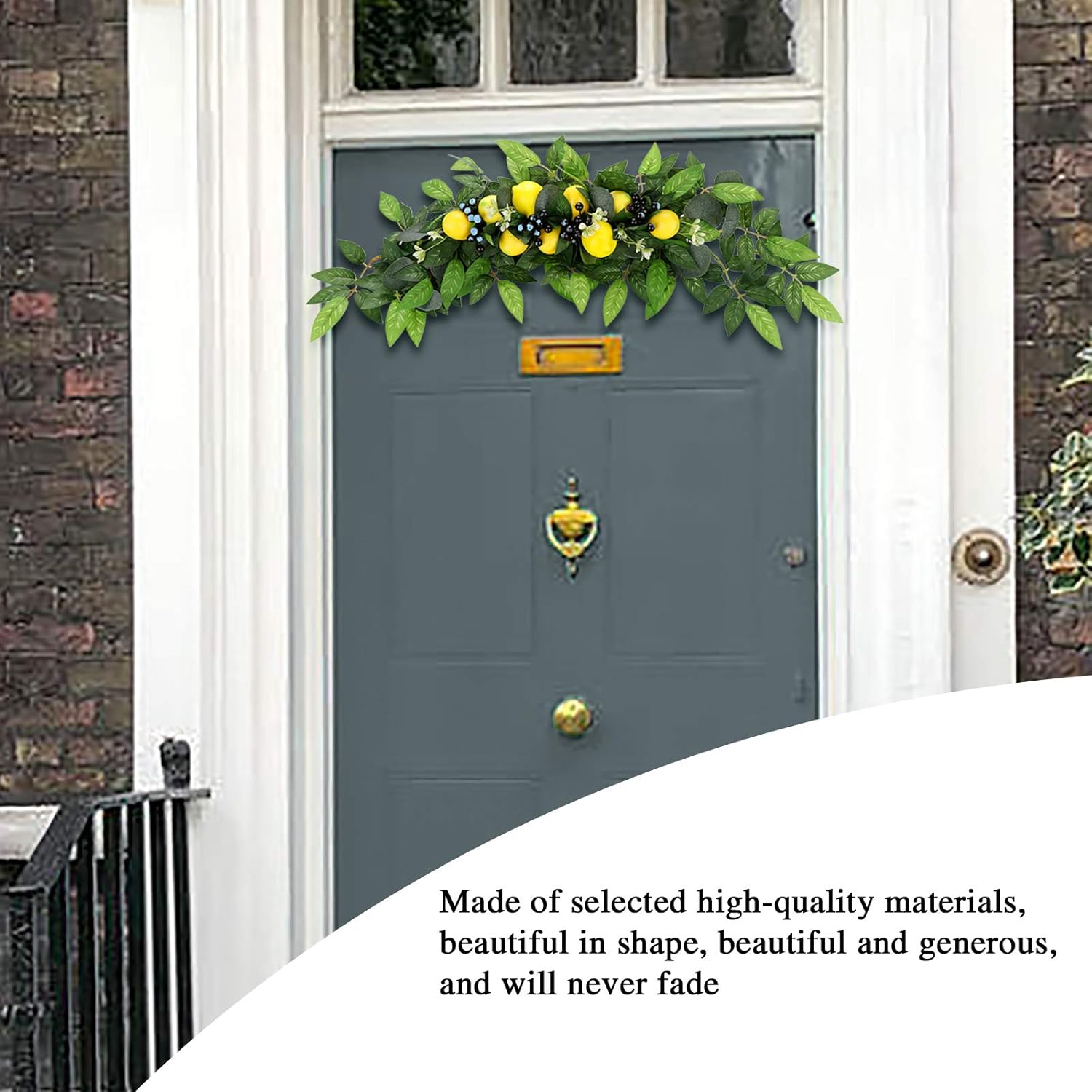Artificial Lemon Swag Wreath 30 Inch Decor