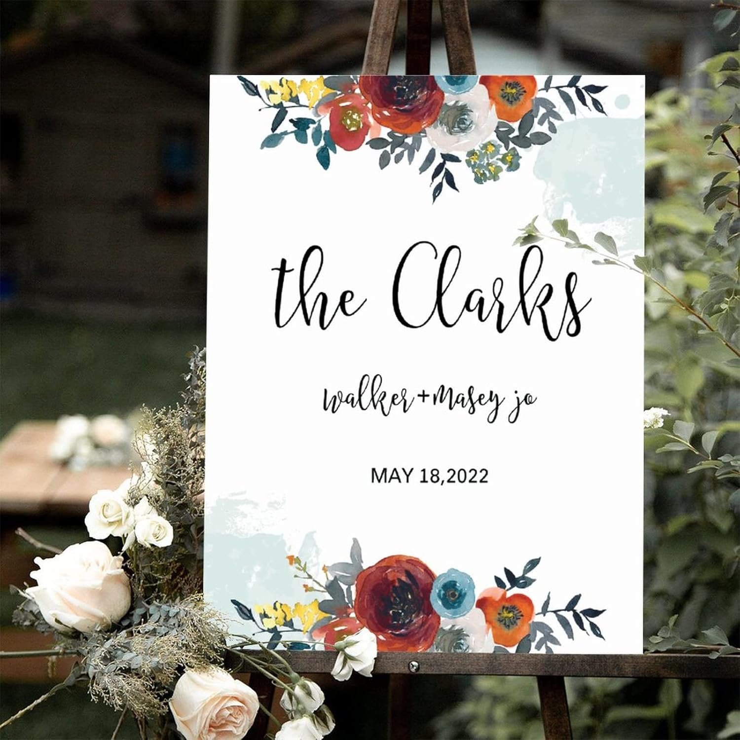 Personalized Wedding Welcome Sign Elegant Wood 12x16 Inch