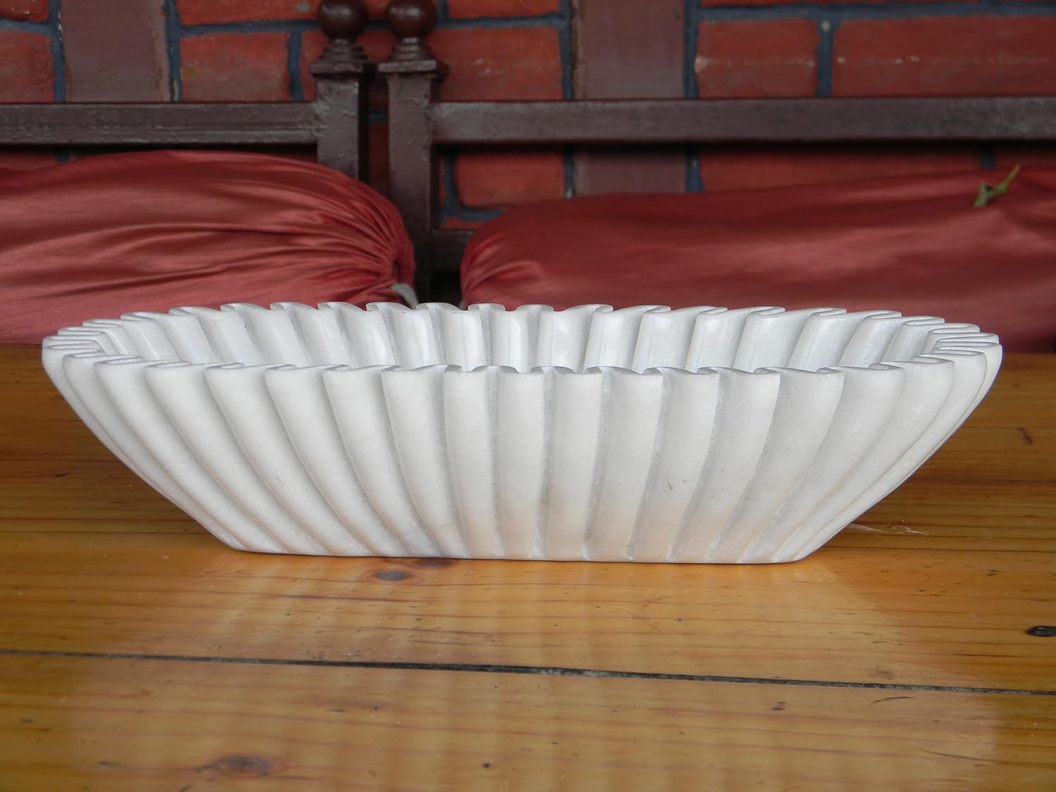 Handcrafted Marble Scallop Bowl 10 Inches White