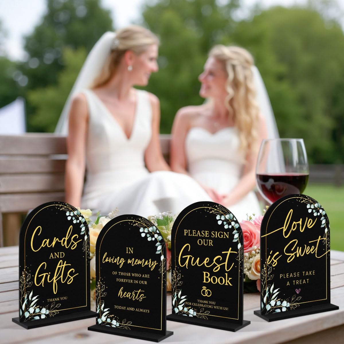 4-Piece Acrylic Wedding Sign Set for Ceremony Reception