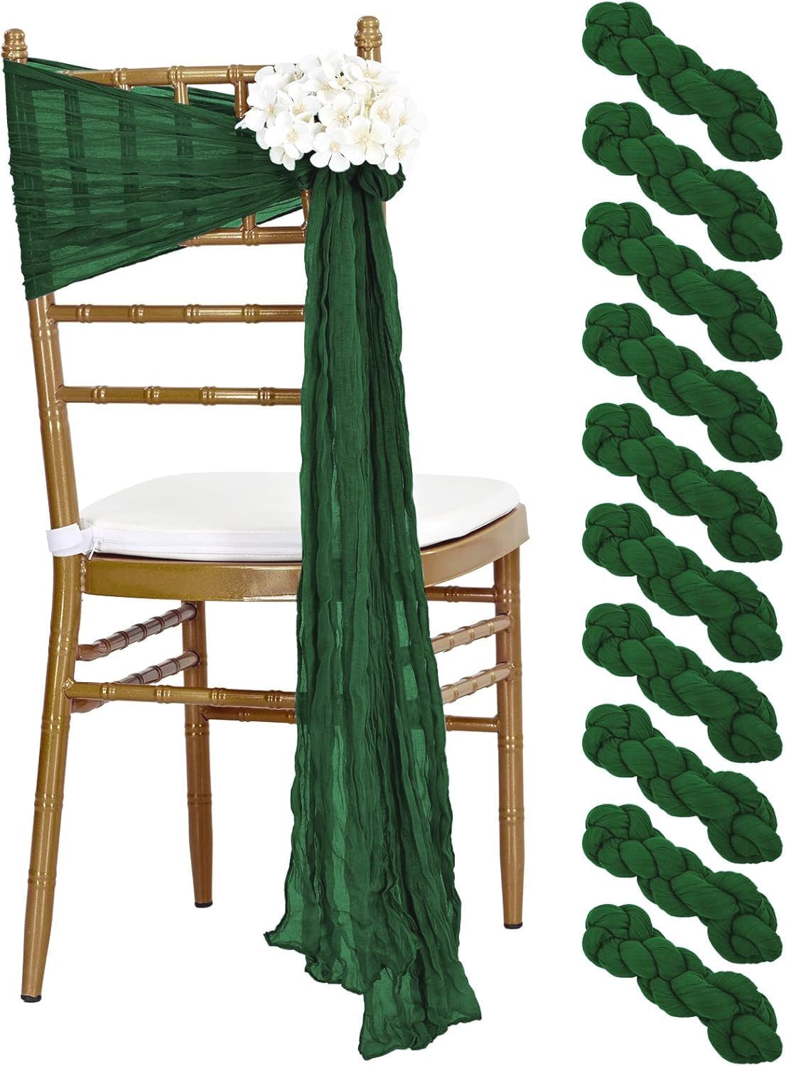 MDS Pack of 25 Cheesecloth Chair Sashes 17x70 Hunter Green